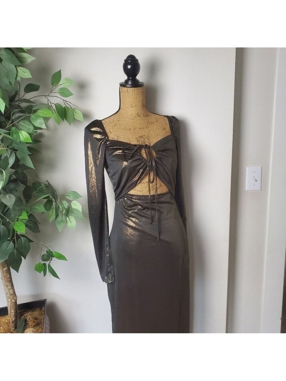 NSR Nordstrom Rack Metallic Cutout Bodycon Dress Medium